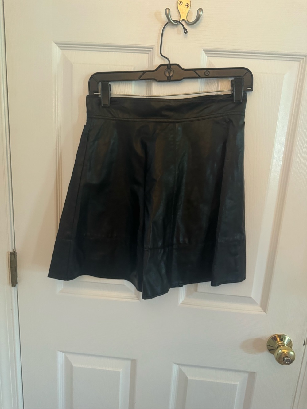 South Moon Under Black Faux Leather Skater Skirt